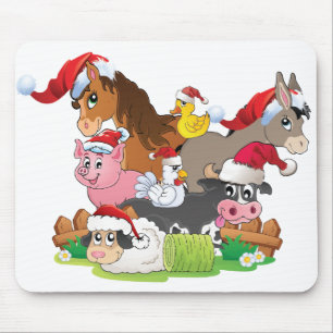 Farm Animal Christmas Mousepad