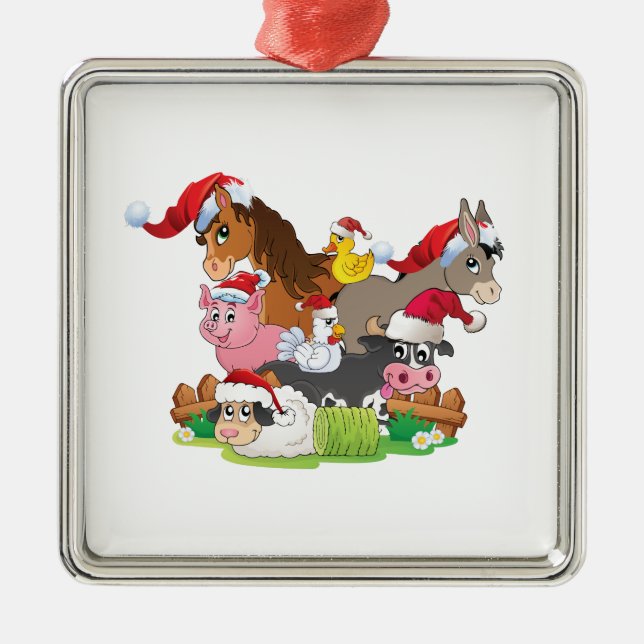 Farm Animal Christmas Ornament Aus Metall (Vorne)