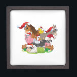 Farm Animal Christmas Schmuckkiste<br><div class="desc">Adorable Landtiere alle mit Weihnachtsmannmützen zu Weihnachten bereit - zu niedlich für das Land Weihnachten Thema.</div>