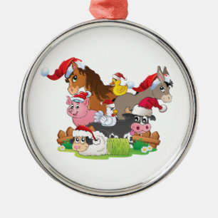 Farm Animal Christmas Silbernes Ornament