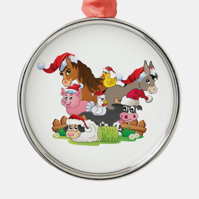 Farm Animal Christmas Silbernes Ornament