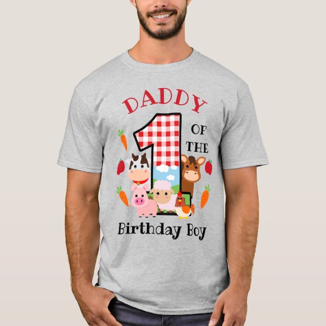 Farm Animal Daddy des Ersten Geburtstages T-Shirt (Vorderseite)