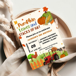 Farm Animal fall Pumpkin Boy Erste Geburtstagspart Einladung