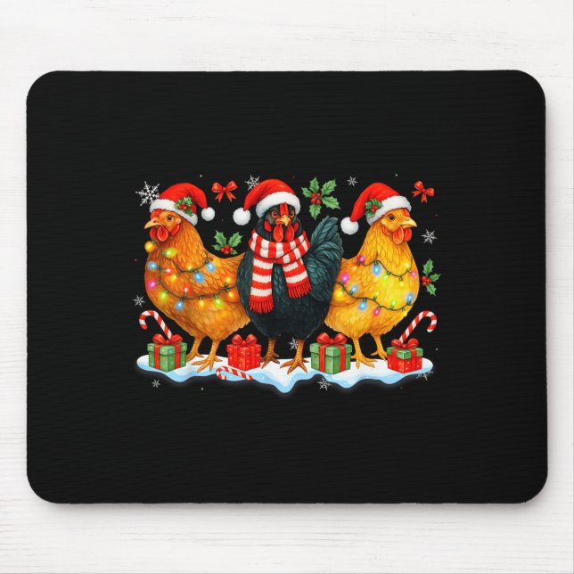 Farm Animal Funny Chicken Christmas Lights Cute Xm Mousepad (Vorne)