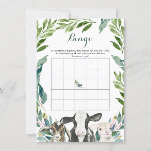 Farm Animal Green Boy Baby Shower Bingo Game Einladung