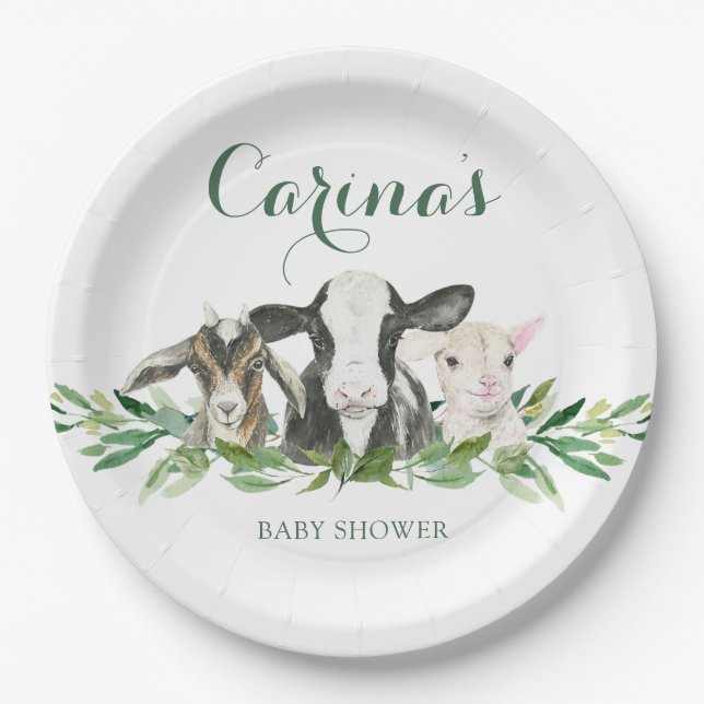 Farm Animal Greenery Boy Baby Shower Teller (Vorderseite)
