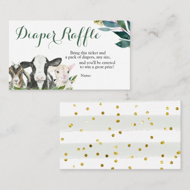 Farm Animal Greenery Boy Babydusche Windelwanne Begleitkarte (Vorne/Hinten)