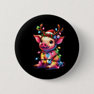 Farm Animal Lovers Schweinefleisch Weihnachtsmannm Button