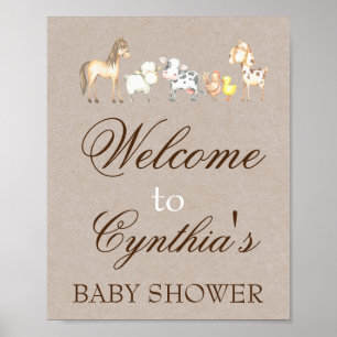 Farm Animal Party Welcome Sign Poster