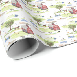 Farm Animal Toile (Original Colors) Geschenkpapier