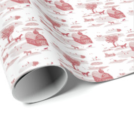 Farm Animal Toile (Red) Geschenkpapier