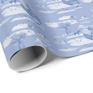 Farm Animal Toile (Wedgwood Blue) Geschenkpapier