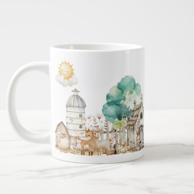 Farm Animal Watercolor Mug – Cute Nursery cup Jumbo-Tasse (Links)