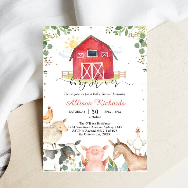 Farm Animals Baby Shower Invitation Einladung (Von Creator hochgeladen)