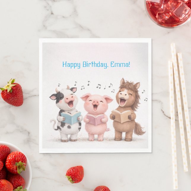 Farm Animals Band Geburtstag Serviette (Beispiel)