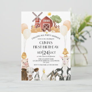 Farm Animals Barnyard Bash Ranch Birthday Party Einladung