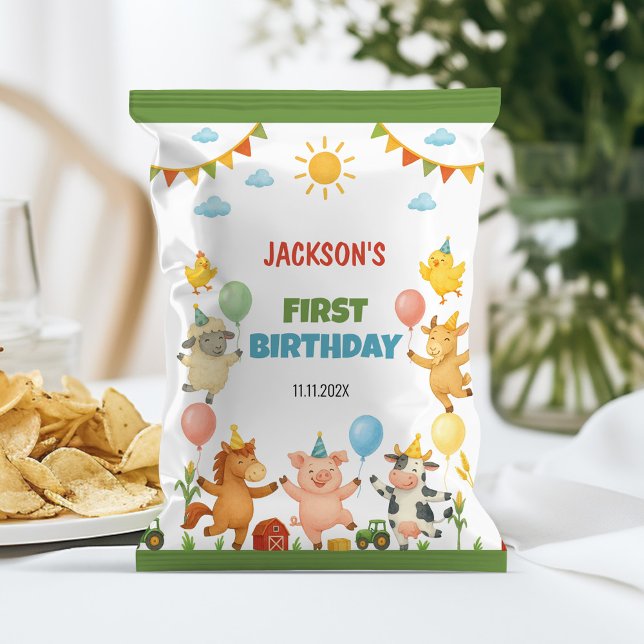 Farm Animals Barnyard Birthday Chip Bag Wrapper Flyer (Von Creator hochgeladen)