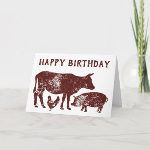 Farm Animals Birthday Card for Vegetarians Karte
