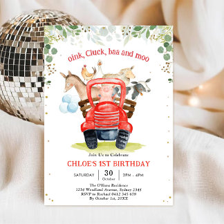 Farm Animals Birthday Invitation Einladung