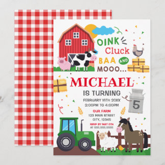 Farm animals Birthday kid Invitation Einladung