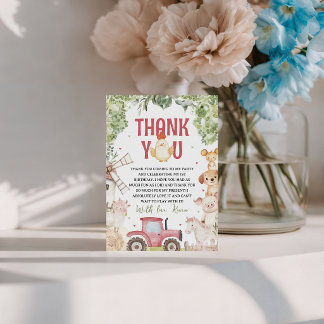 Farm Animals Birthday Thank You Card Einladung