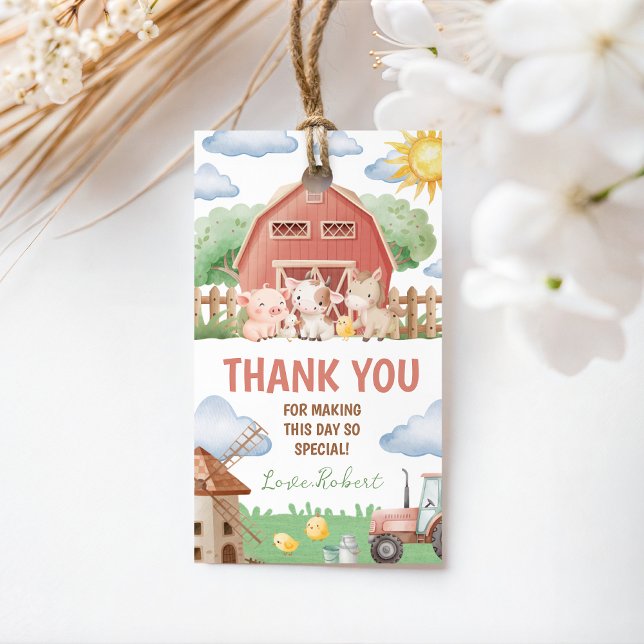 Farm Animals Birthday Thank You Card Geschenkanhänger (Von Creator hochgeladen)
