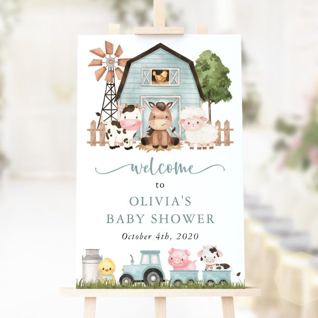 Farm Animals, Cute Animals, Baby Shower Welcome Poster (Von Creator hochgeladen)
