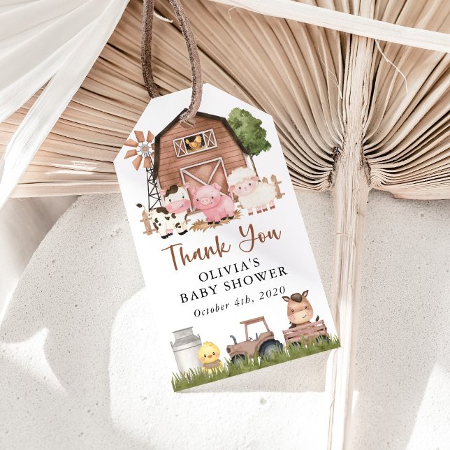 Farm Animals, Cute Animals, Barn, Baby Shower Geschenkanhänger (Von Creator hochgeladen)