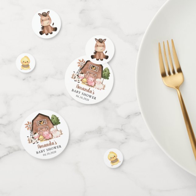 Farm Animals, Cute Animals, Barn, Baby Shower Konfetti (Gruppe)