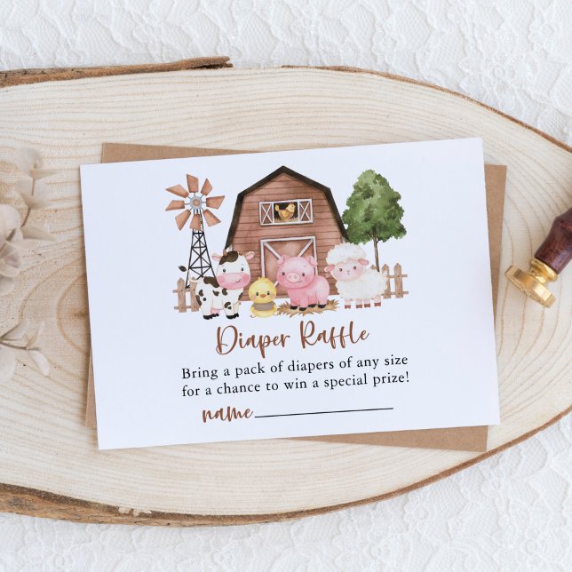 Farm Animals, Cute Animals, Barn, Diaper Raffle Begleitkarte (Von Creator hochgeladen)