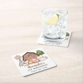 Farm Animals, Cute Animals, Barn, First Birthday Rechteckiger Pappuntersetzer