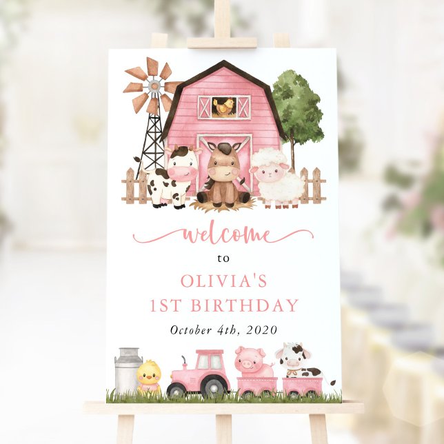 Farm Animals, Cute Animals, First Birthday Welcome Poster (Von Creator hochgeladen)