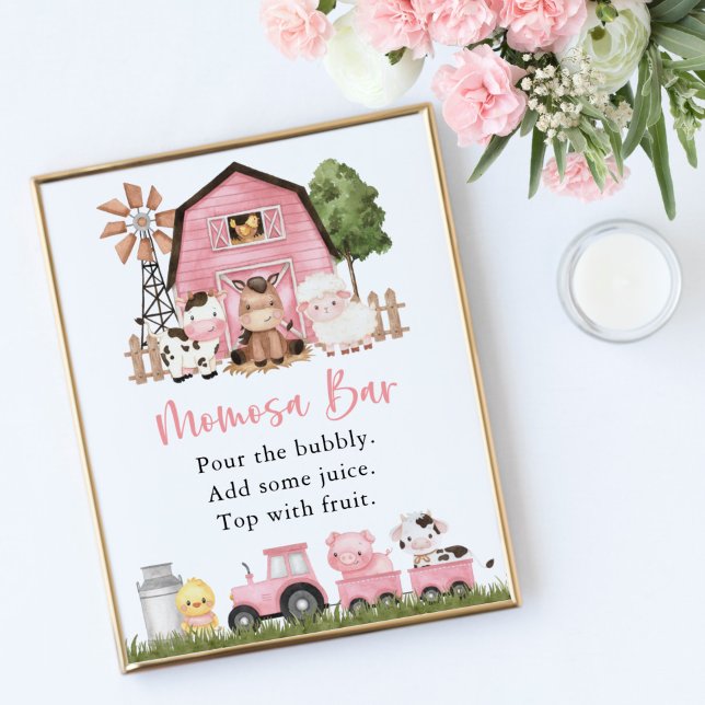 Farm Animals, Cute Animals, Pink Barn, Momosa Bar Poster (Von Creator hochgeladen)