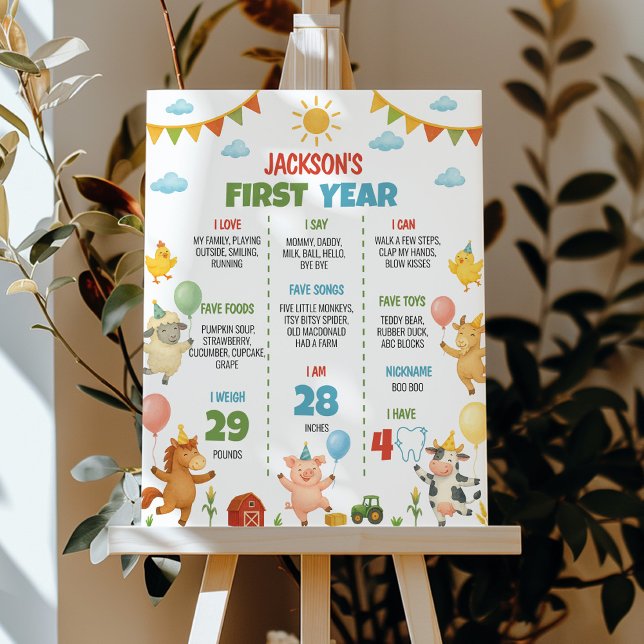 Farm Animals First Year Milestone Sign Poster (Von Creator hochgeladen)