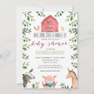 Farm Animals Greenery Baby Shower Invitation Einladung