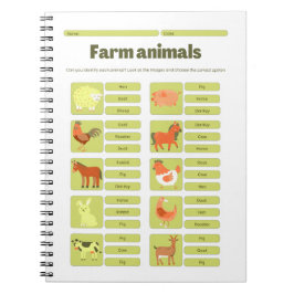 Farm Animals Identification Educational Worksheet Notizblock