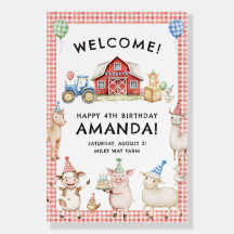 Farm Animals Kids Birthday Foam Board Welcome Sign