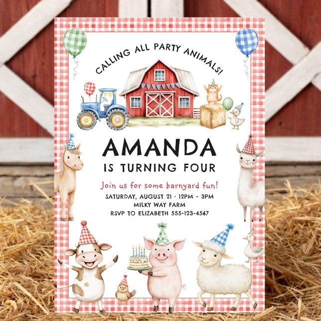 Farm Animals Kids Birthday Invitation Einladung (Von Creator hochgeladen)