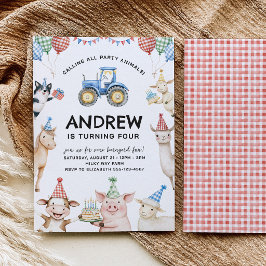 Farm Animals Kids Birthday Invitation Einladung
