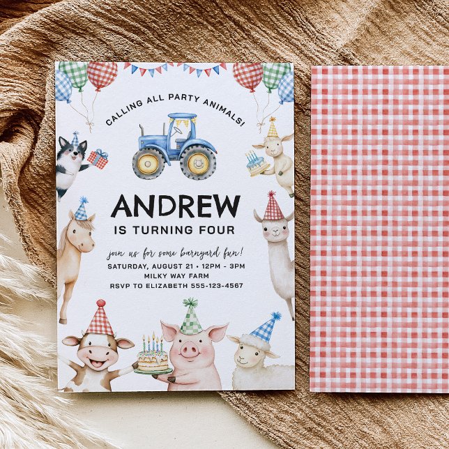 Farm Animals Kids Birthday Invitation Einladung (Von Creator hochgeladen)
