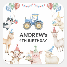 Farm Animals Kids Birthday Party Favor Stickers