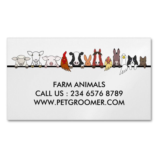 Farm Animals Sheep Chicken Cow customer basic Magnetische Visitenkarte (Vorderseite)