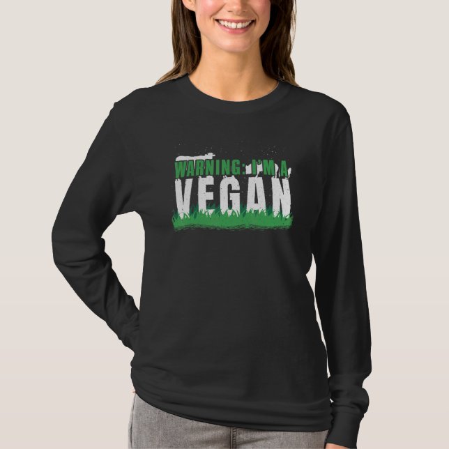 Farm Animals Vegetable Plants Vegetarian Warning V T-Shirt (Vorderseite)