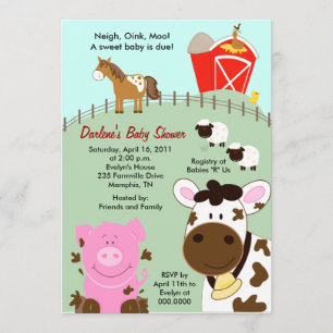 Farm Babies 12x18 Baby Dusche Einladung