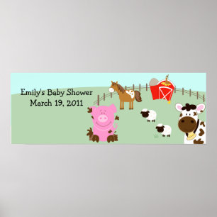 Farm Babies Barnyard Barn Yard Birthday Banner Poster