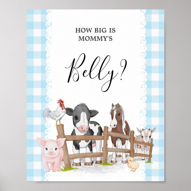 Farm Baby Shower Guess How Big is Mommy's Belly Poster (Vorne)