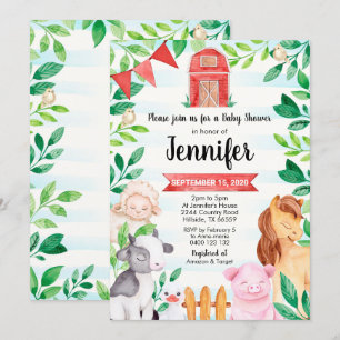 Farm Baby Shower Invitation Farm Animals Dusche Einladung