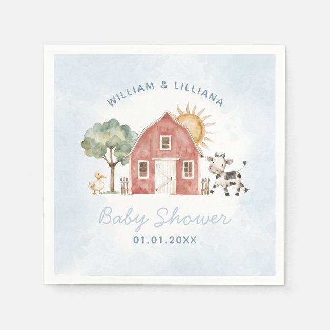 Farm Baby Showpapier Napkins Serviette (Vorderseite)