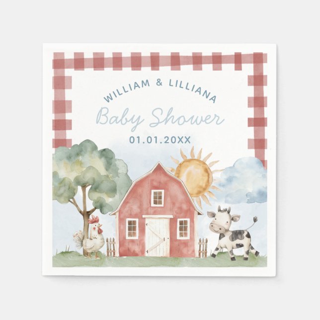 Farm Baby Showpapier Napkins Serviette (Vorderseite)