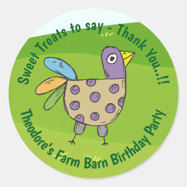 Farm Barn Birthday Party Runder Aufkleber (Vorderseite)